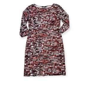 Nine West red, black, white swirl form fitted dress size 8